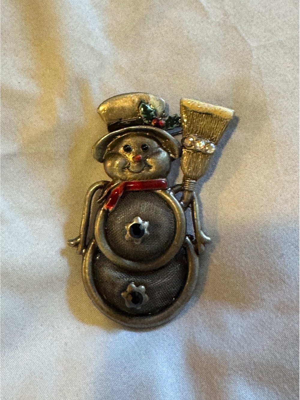 Vintage Signed KC Kenneth Cole Snowman Christmas Brooch Pin